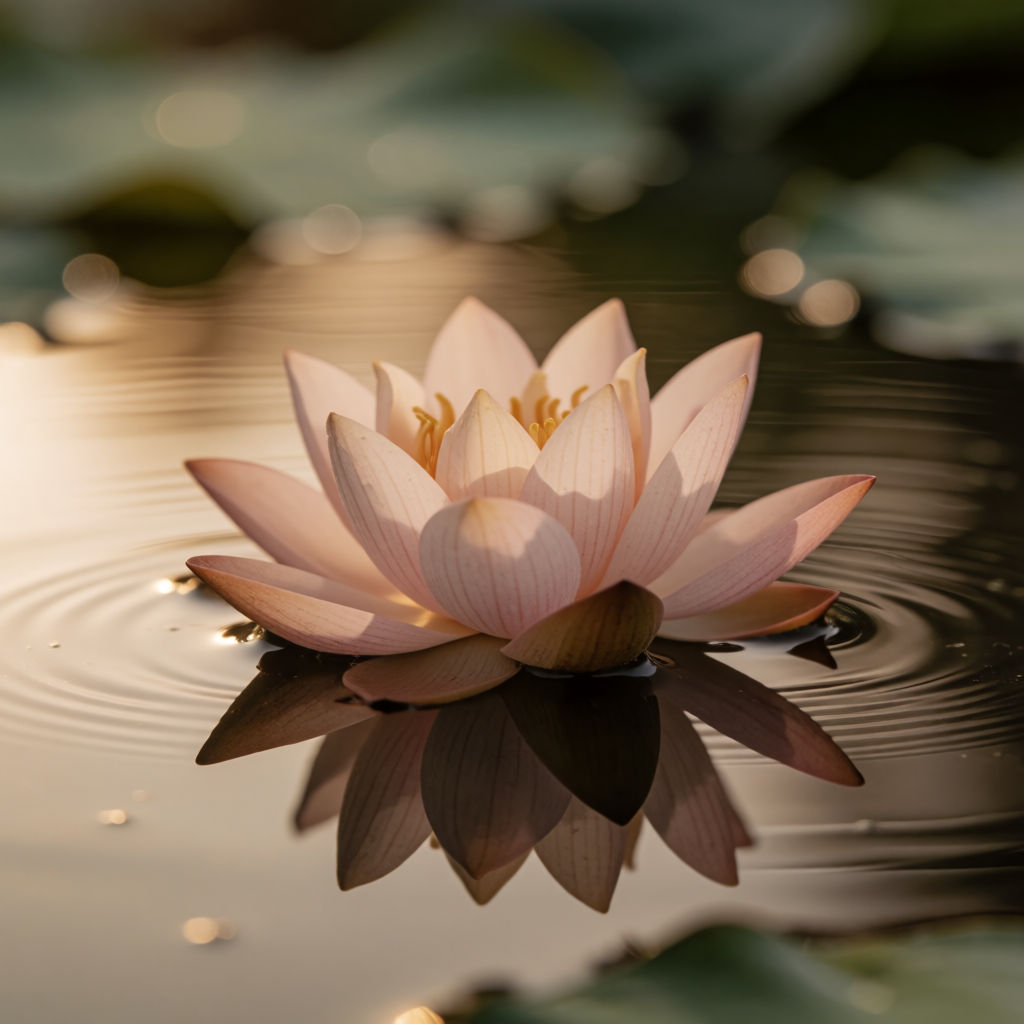 Lotusblomst på stille vand